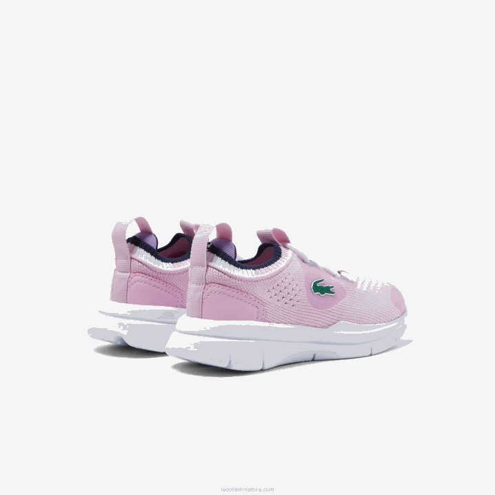 rozo bijelo f50 6H4B2982 dojenčad Lacoste run spin pletene tekstilne tenisice kontrastne boje