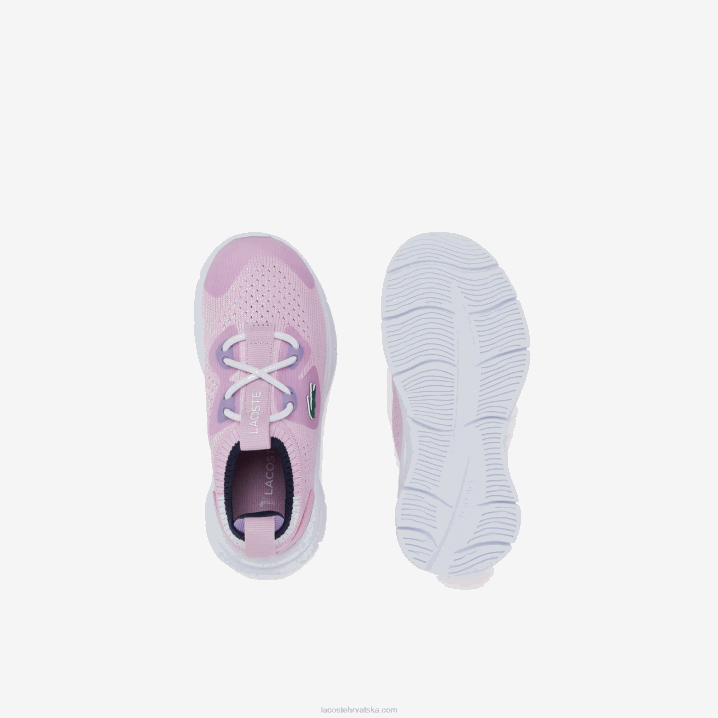 rozo bijelo f50 6H4B2982 dojenčad Lacoste run spin pletene tekstilne tenisice kontrastne boje