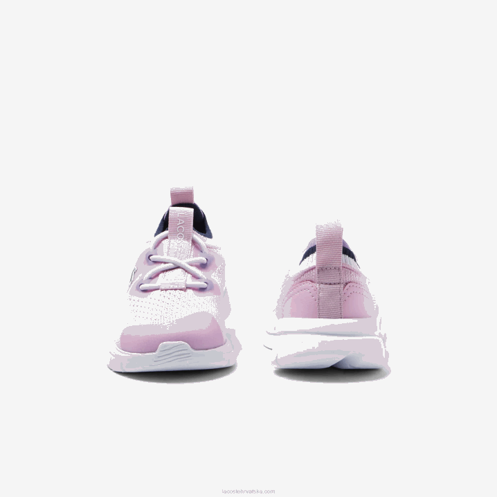 rozo bijelo f50 6H4B2982 dojenčad Lacoste run spin pletene tekstilne tenisice kontrastne boje