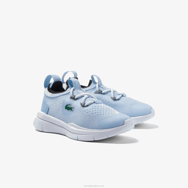 svijetlo plava bijela 2k7 6H4B2980 dojenčad Lacoste run spin pletene tekstilne tenisice kontrastne boje