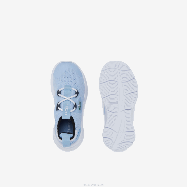 svijetlo plava bijela 2k7 6H4B2980 dojenčad Lacoste run spin pletene tekstilne tenisice kontrastne boje