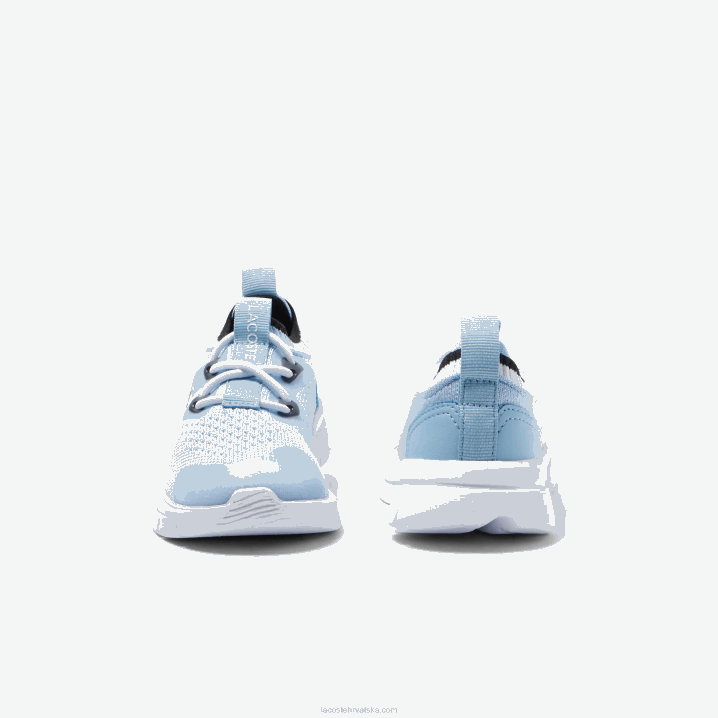 svijetlo plava bijela 2k7 6H4B2980 dojenčad Lacoste run spin pletene tekstilne tenisice kontrastne boje