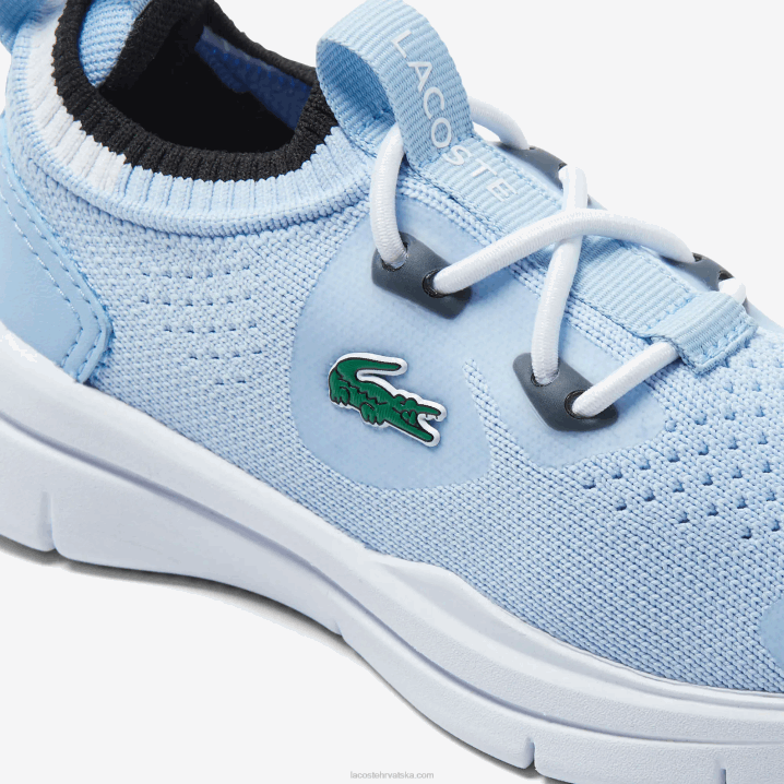 svijetlo plava bijela 2k7 6H4B2980 dojenčad Lacoste run spin pletene tekstilne tenisice kontrastne boje