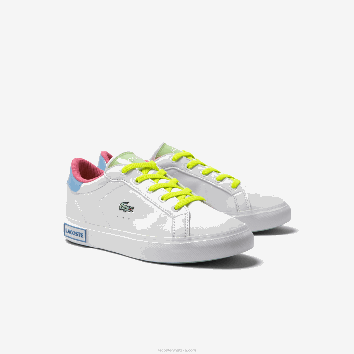 bijelo/zeleno 082 6H4B3071 djeca Lacoste powercourt sintetičke pop tenisice u boji