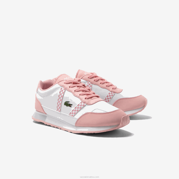 bijela i ružičasta b53 6H4B3311 juniori Lacoste partnerske sintetičke tenisice