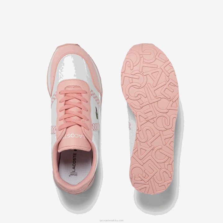 bijela i ružičasta b53 6H4B3311 juniori Lacoste partnerske sintetičke tenisice