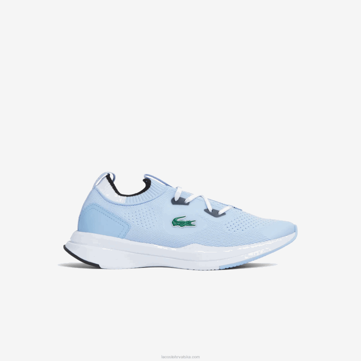 svijetlo plava bijela 2k7 6H4B3329 juniori Lacoste run spin pletene tekstilne tenisice kontrastne boje