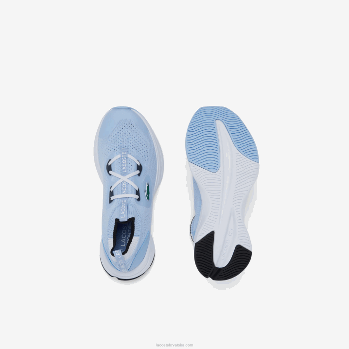 svijetlo plava bijela 2k7 6H4B3329 juniori Lacoste run spin pletene tekstilne tenisice kontrastne boje