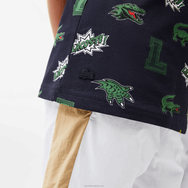 tamnoplava 166 6H4B2955 djeca Lacoste komični efekt krokodilski print polo