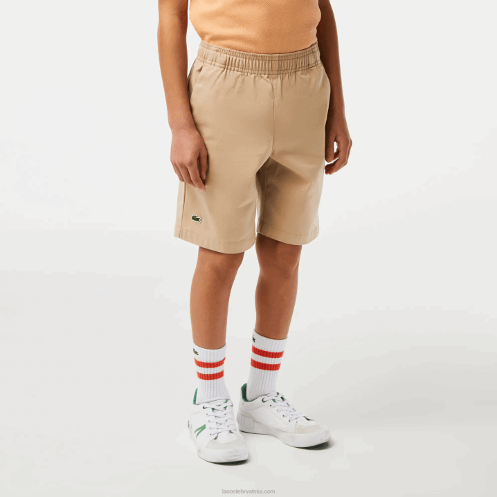 bež wu7 6H4B3107 dječaci Lacoste lagane pamučne gabardine bermude