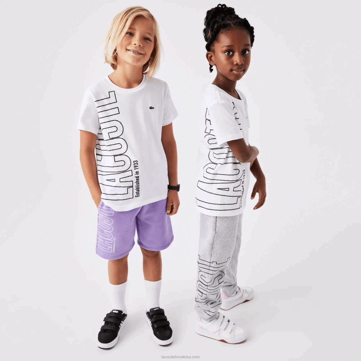 bijela 001 6H4B3158 djeca Lacoste prevelika majica kratkih rukava od pamučnog žerseja s logom
