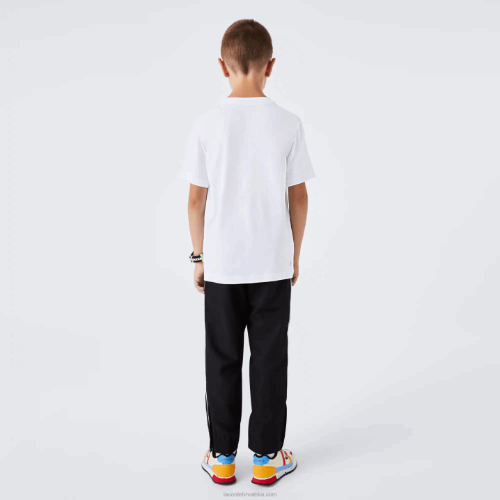 bijela crna au8 6H4B3019 djeca Lacoste sportski tenis tehnički dres predimenzionirana croc majica