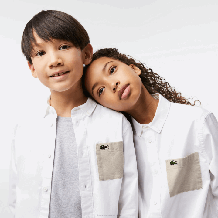 bijelo bež nbn 6H4B3080 djeca Lacoste kontrastna košulja s džepovima