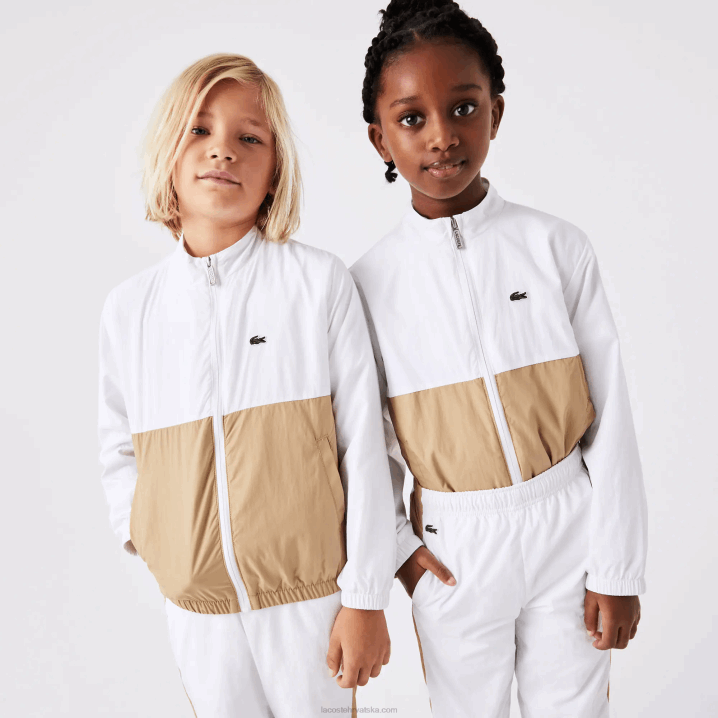 bijelo bež wn5 6H4B3220 djeca Lacoste colorblock jakna s visokim ovratnikom