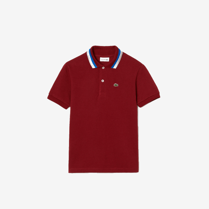 bordo bijela x62 6H4B2954 dječaci Lacoste trobojni ovratnik pamuk petit pique polo