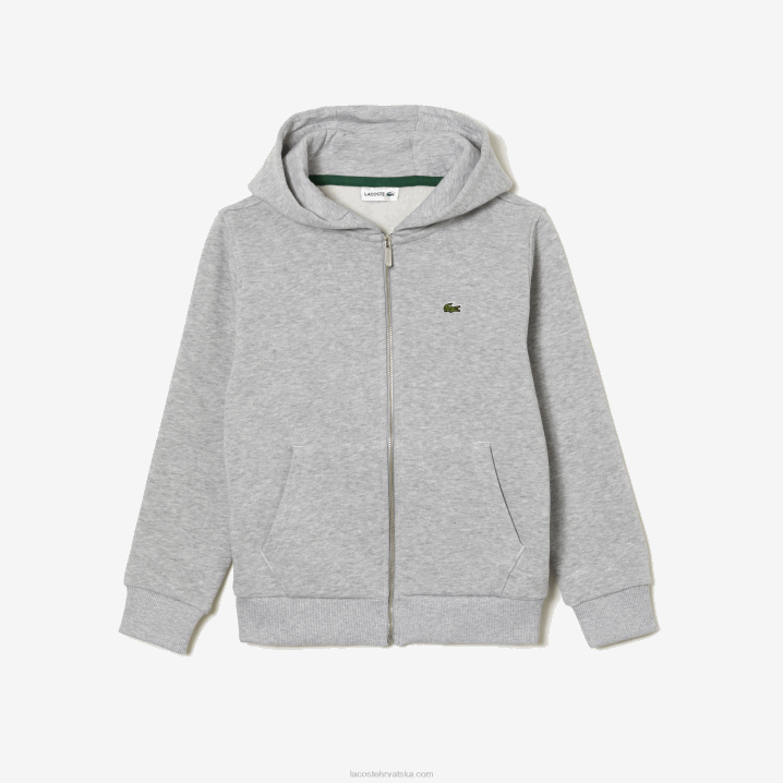 sivi chine cca 6H4B3191 djeca Lacoste majica s patentnim zatvaračem s kapuljačom s klokanovim džepom