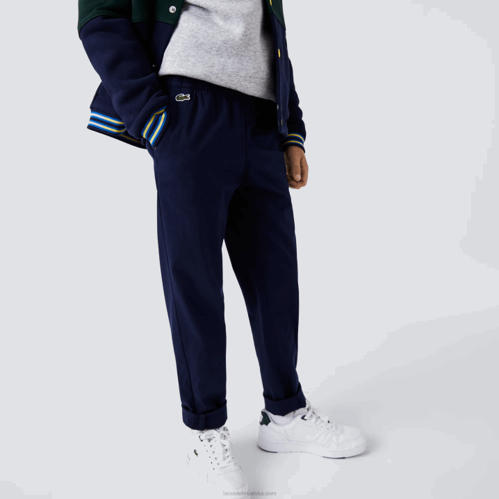 tamnoplava 166 6H4B3269 dječaci Lacoste rastezljive pamučne hlače od gabardina