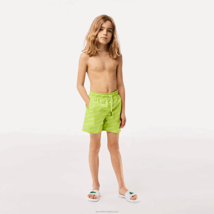 žuto bijelo 9zv 6H4B3109 dječaci Lacoste otisnute kupaće gaće od recikliranog poliestera
