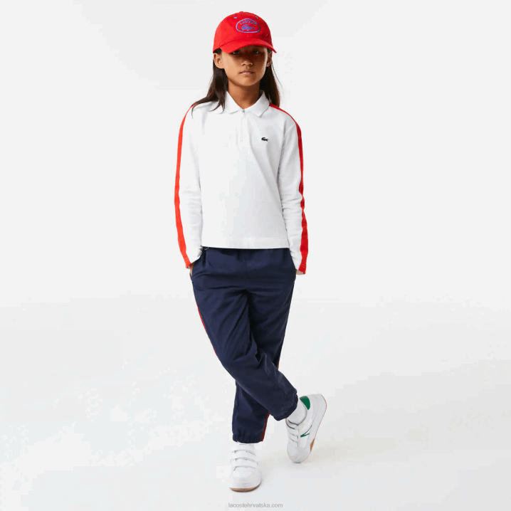 bijelo crvena 7hu 6H4B3144 djevojke Lacoste kontrastna traka zip polo