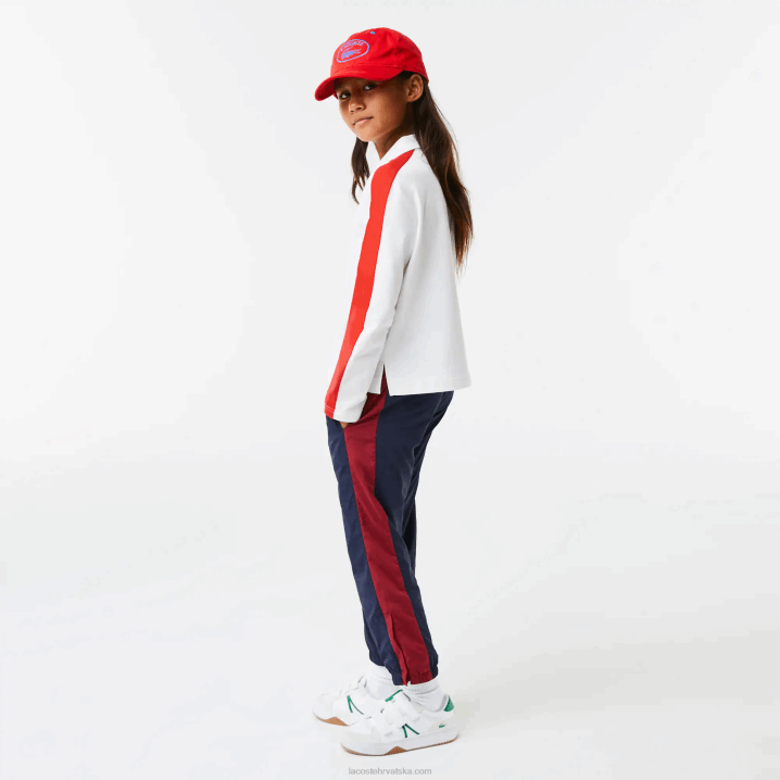 bijelo crvena 7hu 6H4B3144 djevojke Lacoste kontrastna traka zip polo