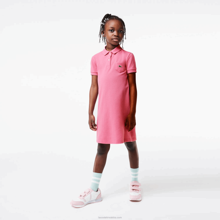 ružičasta 2r3 6H4B3081 djevojke Lacoste pamučna polo haljina