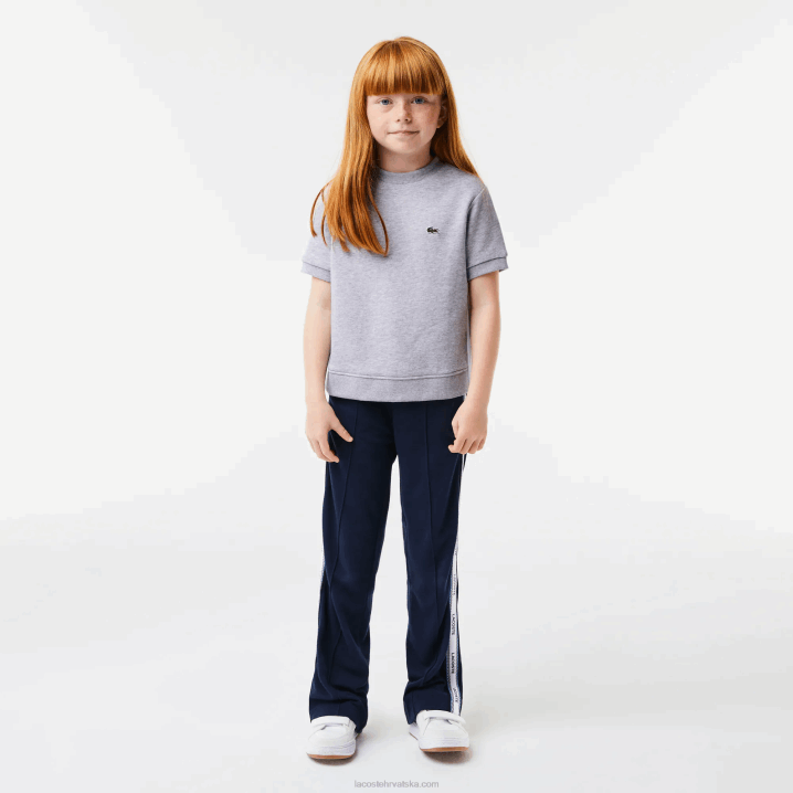 sivi chine cca 6H4B3156 djevojke Lacoste pamučna flis majica s nabranim leđima