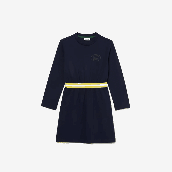 tamnoplava 166 6H4B3270 djevojke Lacoste haljina od pamučnog žerseja s kontrastnim strukom