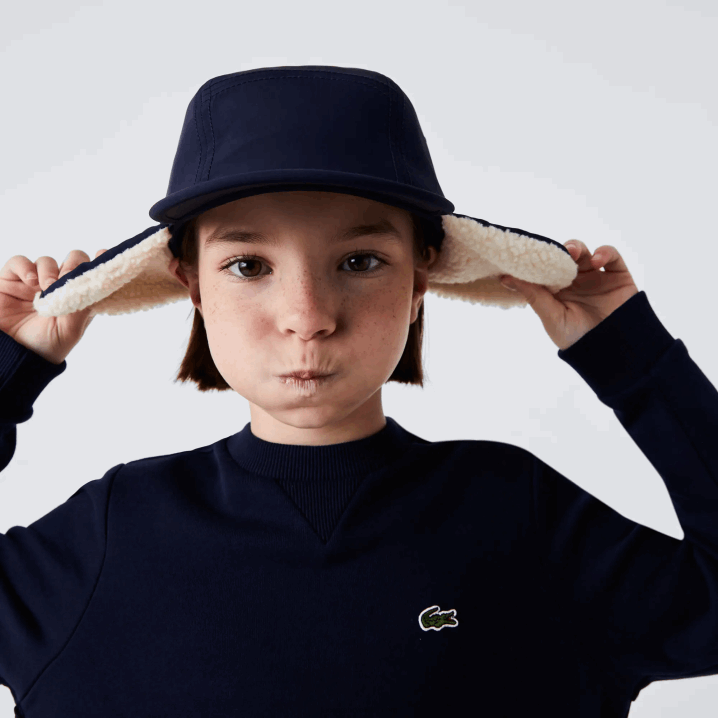 tamnoplava 166 6H4B3287 djevojke Lacoste haljina od pamučnog flisa s nabranim leđima