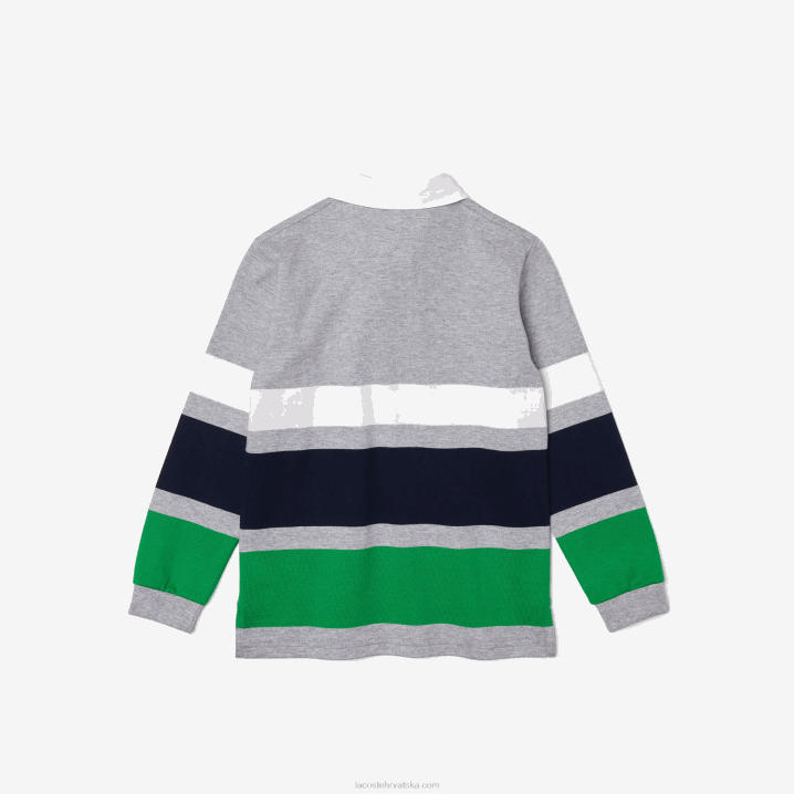 siva chine bijela plava zelena pwx 6H4B3151 dječaci Lacoste prugasti pamučni rugby regular fit polo