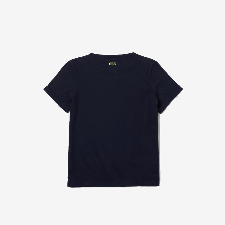 tamnoplava 166 6H4B3175 djevojke Lacoste pamučna majica s krokodilskim okruglim izrezom