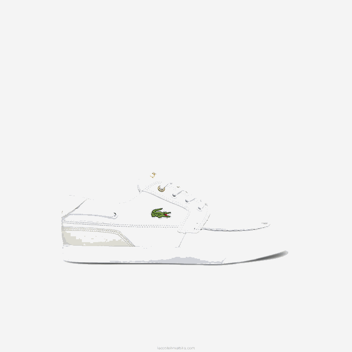 bijela i prljavo bijela 65t 6H4B1802 muškarci Lacoste bayliss palubne kožne i sintetičke cipele za brodice