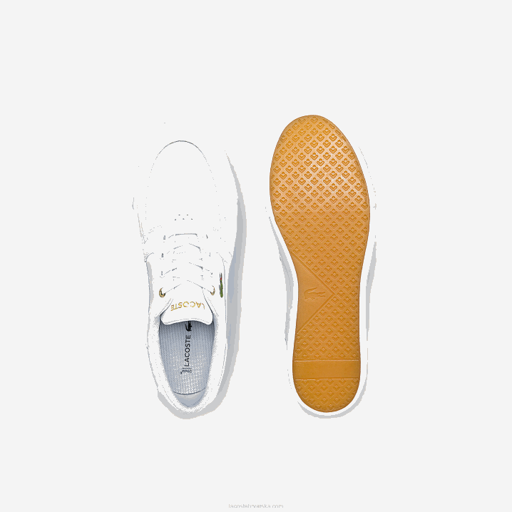 bijela i prljavo bijela 65t 6H4B1802 muškarci Lacoste bayliss palubne kožne i sintetičke cipele za brodice