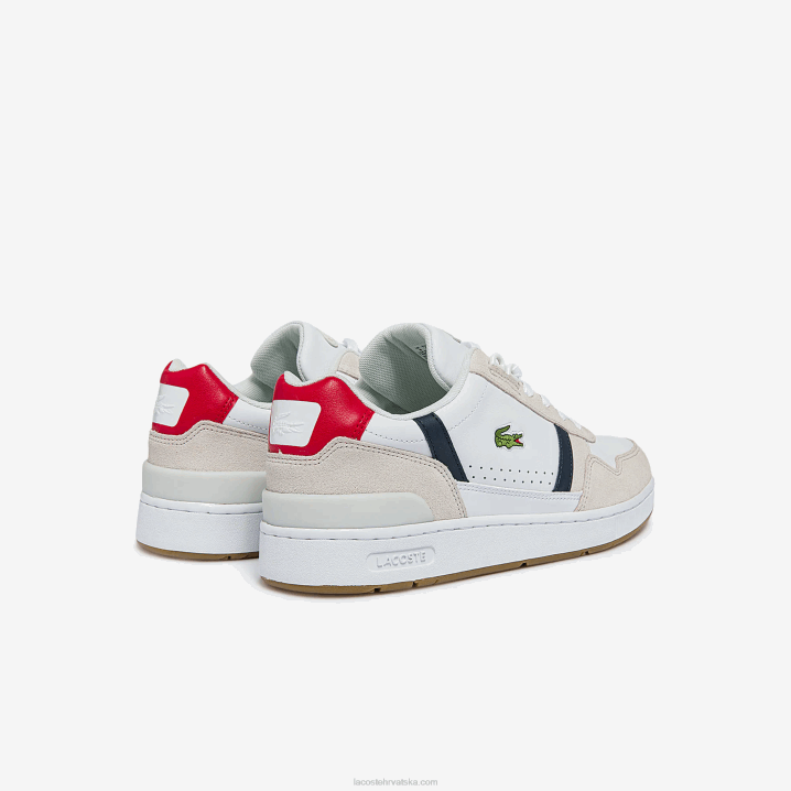 bijela/mornarska i crvena 407 6H4B1836 muškarci Lacoste t-clip trobojne tenisice od kože i antilopa