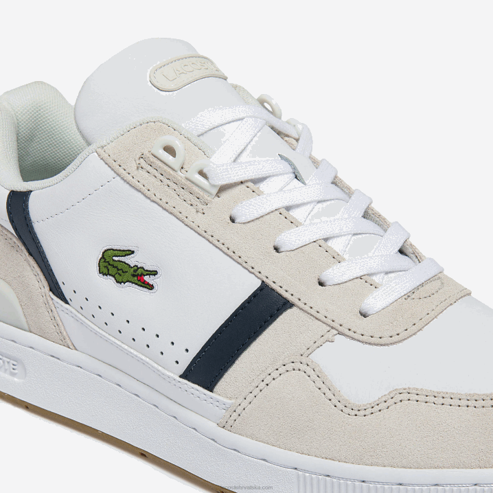 bijela/mornarska i crvena 407 6H4B1836 muškarci Lacoste t-clip trobojne tenisice od kože i antilopa