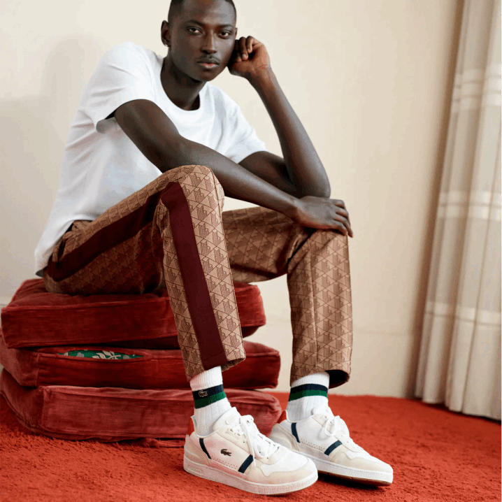 bijela/mornarska i crvena 407 6H4B1836 muškarci Lacoste t-clip trobojne tenisice od kože i antilopa