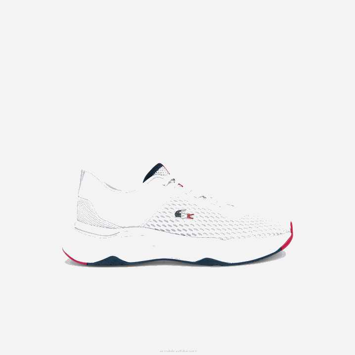 bijela/mornarska i crvena 407 6H4B1861 muškarci Lacoste tekstilne tenisice s teksturom sudara