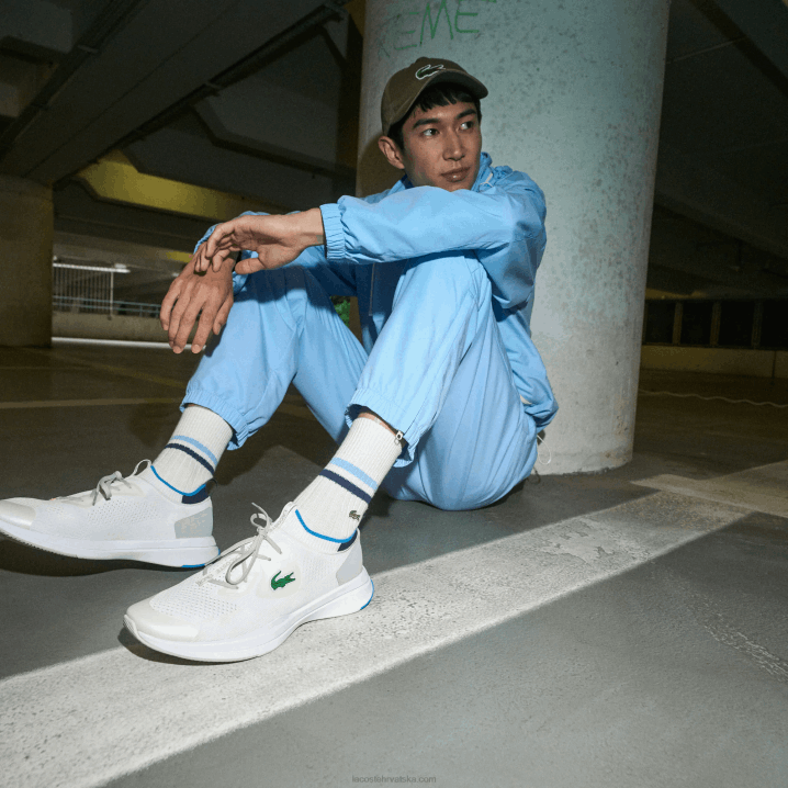 bijelo/plavo 080 6H4B1863 muškarci Lacoste run spin pletene tekstilne tenisice