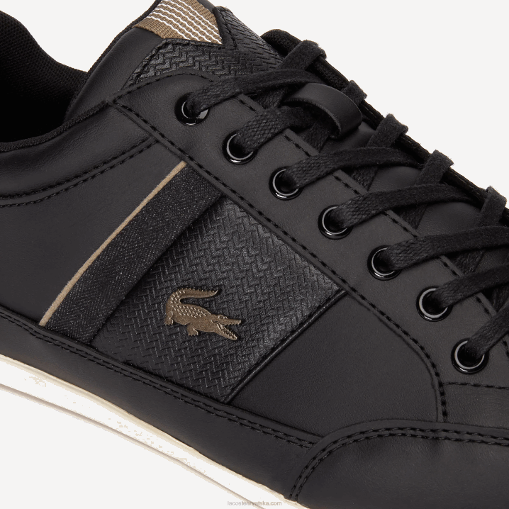 crni kaki 2h5 6H4B1715 muškarci Lacoste tenisice od chaymon kože i sintetike