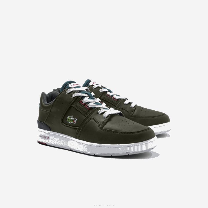 kaki i bijela 255 6H4B1705 muškarci Lacoste tenisice u kontrastnoj boji kože u kavezu