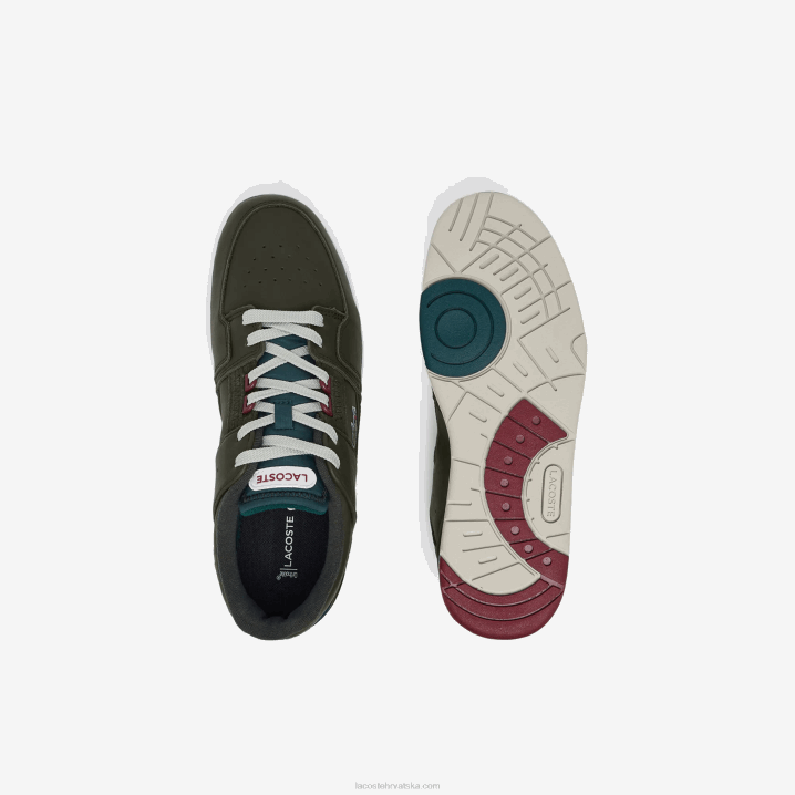 kaki i bijela 255 6H4B1705 muškarci Lacoste tenisice u kontrastnoj boji kože u kavezu