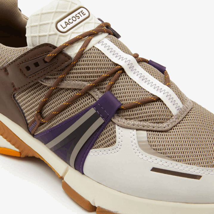 prljavo bijela i siva 2b7 6H4B1787 muškarci Lacoste l003 tekstilne color-block tenisice