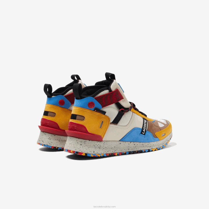 prljavo bijela i smeđa ow8 6H4B1848 muškarci Lacoste obuća za trčanje od kože i sintetičke vanjske cipele