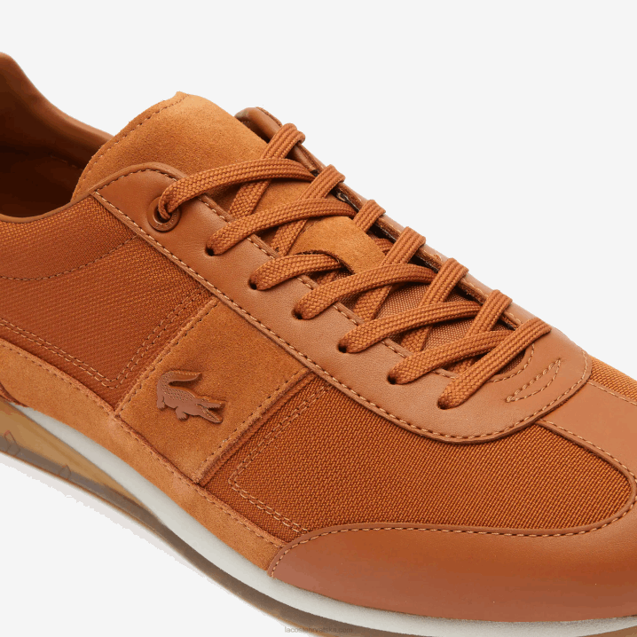 smeđe bijela 2c3 6H4B1800 muškarci Lacoste uglate tekstilne tenisice s izbočenom petom