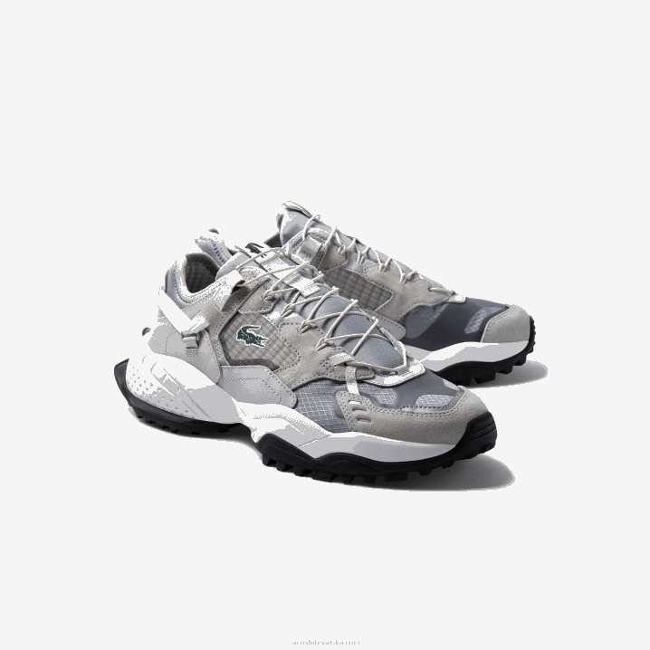 svijetlo siva i crna gb7 6H4B1827 muškarci Lacoste l-guard breaker tenisice od tekstila i antilopa