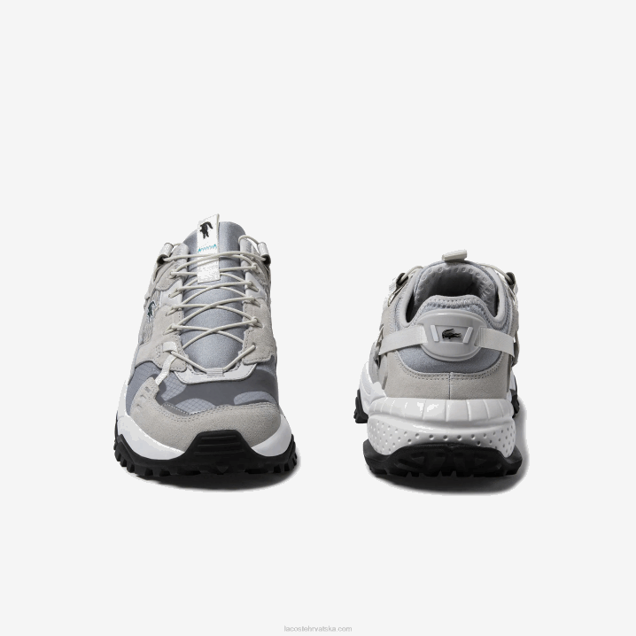 svijetlo siva i crna gb7 6H4B1827 muškarci Lacoste l-guard breaker tenisice od tekstila i antilopa