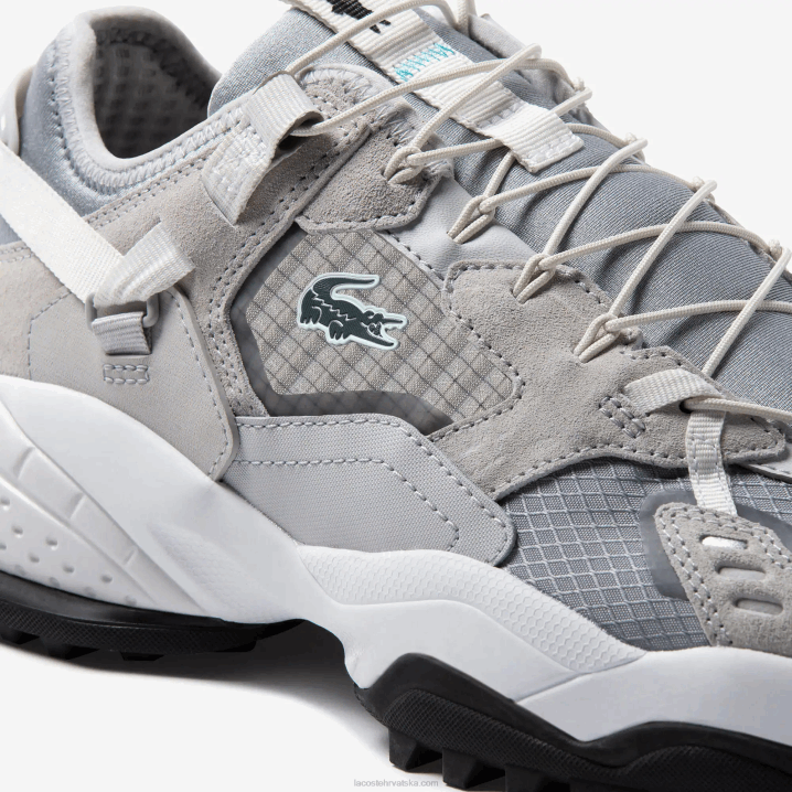 svijetlo siva i crna gb7 6H4B1827 muškarci Lacoste l-guard breaker tenisice od tekstila i antilopa