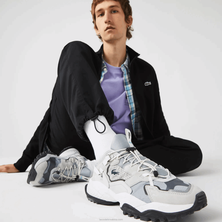 svijetlo siva i crna gb7 6H4B1827 muškarci Lacoste l-guard breaker tenisice od tekstila i antilopa