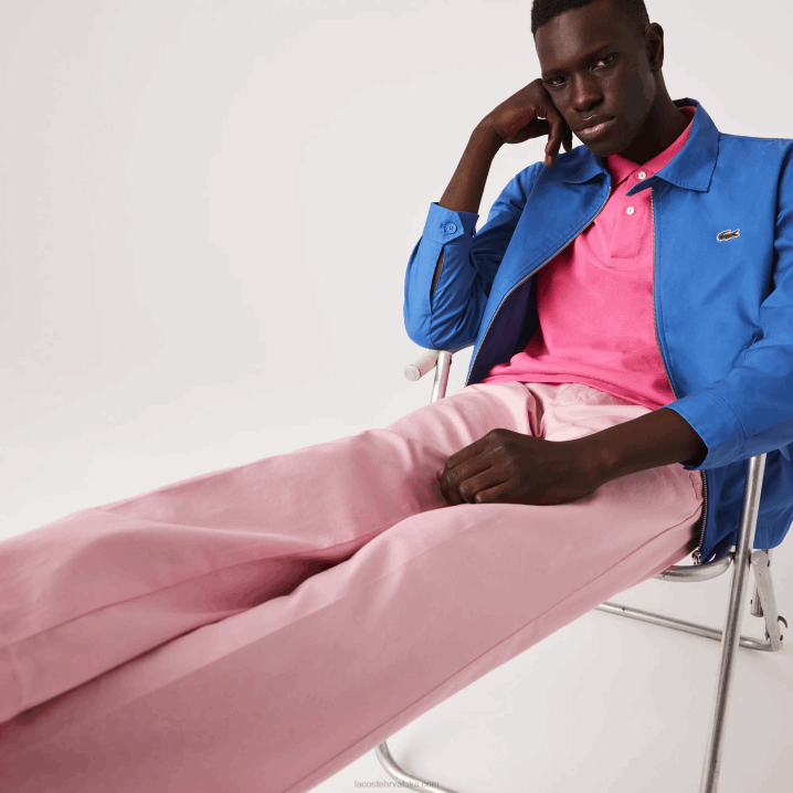ružičasta 7sy 6H4B1635 muškarci Lacoste ravne chinos hlače od organskog pamuka