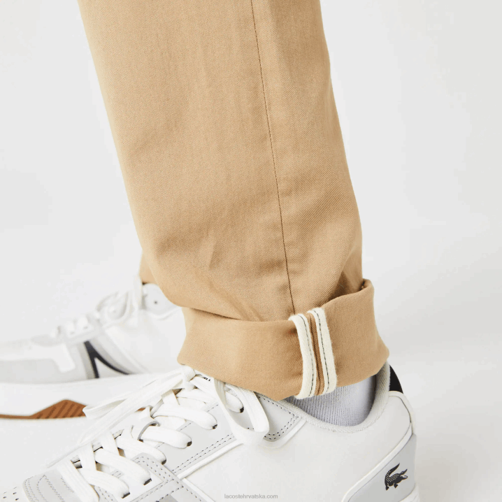 bež 02s 6H4B479 muškarci Lacoste nove klasične uske rastezljive pamučne hlače