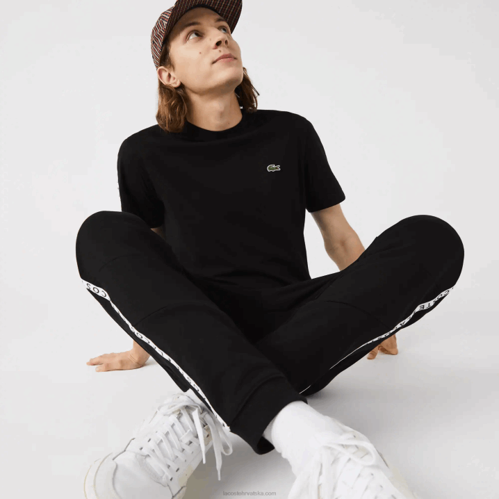 crna 8vm 6H4B1147 muškarci Lacoste prepoznatljive prugaste colorblock flis hlače za trčanje